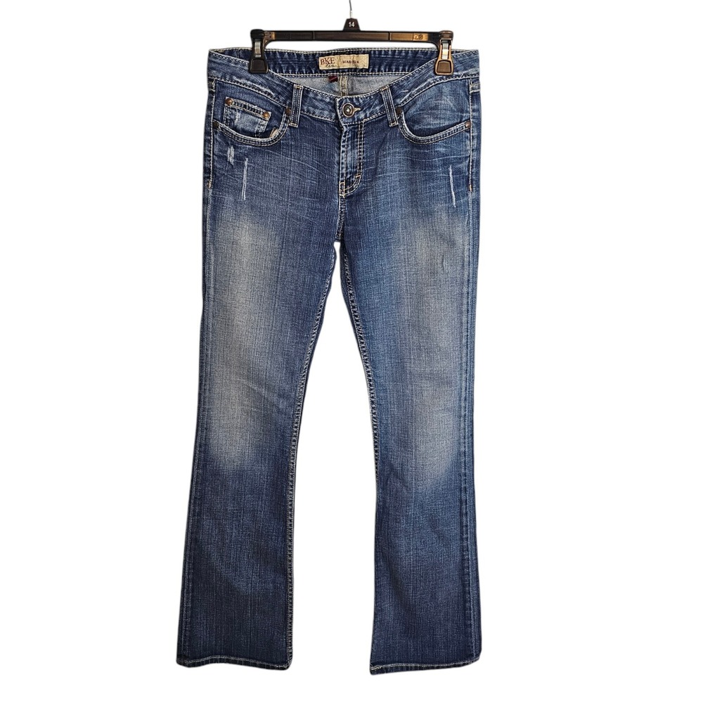 BKE‎ Madison Jeans Women's 31 Bootcut Dark Blue Stretch Distressed